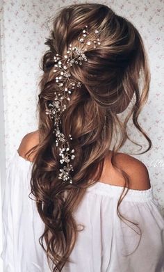 مدل موی عروس با گل سر به صورت باز و شیک 2019